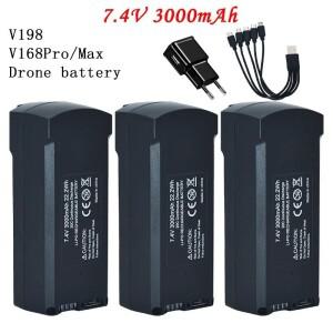 V198 PRO MAX 브러시리스 GPS 장애워터 회피 원격 제어 드론 쿼드콥터 액세서리 7.4V 3000Mah 배터리 USB/5