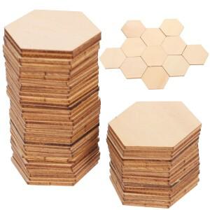 50Pcs 50Mm 천연 너도밤 나무 육각형 컷아웃  가장자리 DIY 공예용 장식품 홈 파티 웨딩 크리스마스