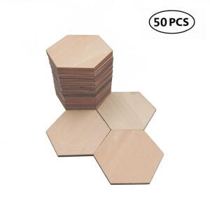50pcs 40mm 1.57inch 나무 육각형 일반 미완성 된 공예 디스크 태그 귀걸이 웨딩 플라크 쥬얼리 가족 생일