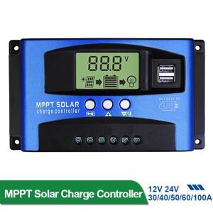 태양 MPPT 100A 60A 50A 40A 30A 충전 컨트롤러 듀얼 USB LCD 디스플레이 부하가있는 12V 24V 전지 패널 레