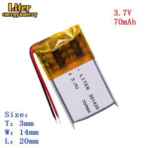 0.259WH 3.7V 301420 70MAH 리포 충전식 배터리 MP3 MP4 블루투스 헤드셋 소형 장난감 전자 제품