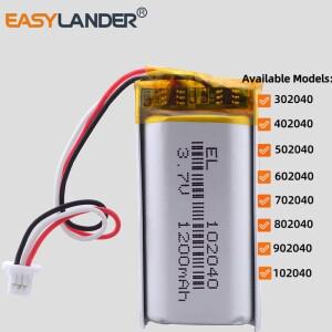 JST1.0mm 3Pin 902040 3.7V 1000mAh 리튬 이온 폴리머 배터리