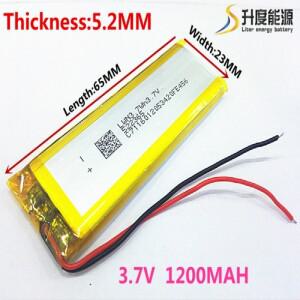 3.7V 1200mAh 522365 리튬 폴리머 리튬-Mp3 MP4 MP5 GPS 모바일 블루투스 용 Po 이온 충전식 배터리 셀