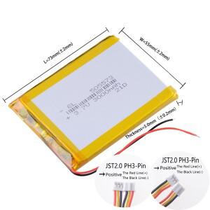 3.7V 3000mAh 11.1Wh 리튬 폴리머 배터리 NTC 서미스터 3선 JST 3핀 2.0mm 커넥터 505573 GPS 대시캠 태블