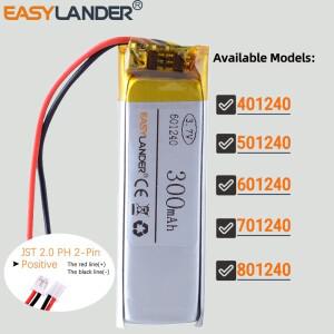401240 JST2.0mm 2Pin 3.7V 리튬 이온 폴리머 배터리