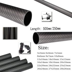 1개 3K 트윌 무광 카본 파이버 튜브 5-28mm 외경  200/500mm 길이 농업용 스프레이 드론 프레임 암 교체용