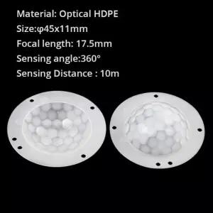 45mm HDPE 적외선 유도 스위치 렌즈 초점 길이 17.5mm 인간 광 PIR 프레넬 하얀색 45mm 17.5mm