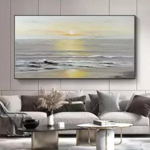 선라이즈 오션 유화 캔버스 프린트 두꺼운 질감 침실 거실 장식 액자 P1 20x30cm No Frame