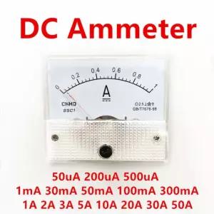 DC 아날로그 패널 전압계 전류계, 앰프 게이지, 500uA, 50mA, 1A, 5A, DC200uA