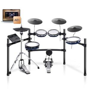 HAMPBACK ACE-360 전기 드럼 세트, 8인치 패드, 초크 포함 3x12인치 심벌즈, 12인치 독립 하이햇, 5인치 베이스 드럼, 52개 이상의 키트 및 918개의 사운드, 블루투스 연결, 고급형으로 적합