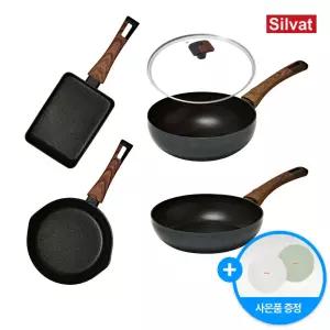 국내생산 실바트 까리노 IH 프라이팬 미들컷 5종 세트(18사각팬+20멀티팬+24팬+24웍+24뚜껑) / 사은품 증정