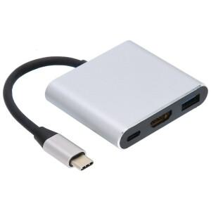 고속 3 in 1 Type C 허브 도킹 스테이션 - HD 멀티미디어 인터페이스/USB 멀티포트 어댑터 플매트 카펫 러