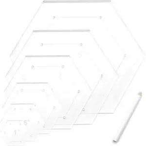 7개의 헥사곤 퀼팅 템플릿과 테일러 초크 펜슬 아크릴 자 DIY 재봉 공예를 위한 1/4 솔기 허용 1인치