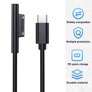 마이크로  서피스 프로 3 4 5 6 용 USB C타입 전원 어댑터  충전 케이블 15V 3A