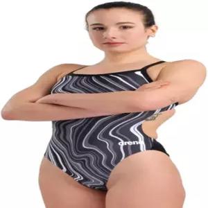 아레나 여자 퍼포먼스 마블 챌린지 백 수영복 22 Black/Black Multi