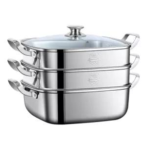 스테인리스 사각 찜솥 2단 미니찜기 찜기 304스텐 가정용 스티머 떡시루 두꺼운 생선