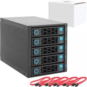 RackChoice 내장 하드 드라이브 인클로저 5x2.5 /3.5 SATA/SAS 백플레인 6Gbps HDD 핫스왑 3xExternal 5.25