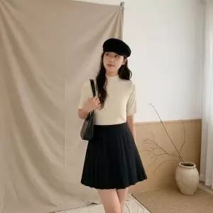 [하프클럽/]여성용 편한 잔골지 반소매 폴라넥 티 터틀넥 목폴라