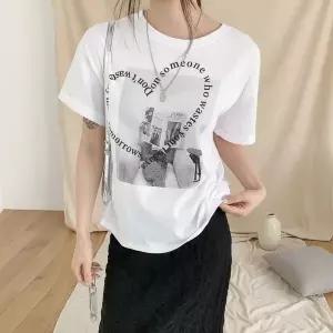 [하프클럽/]여성 봄여름 코튼 레터링 루즈핏 반팔티 반지 와이드