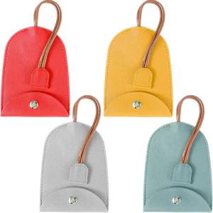 열쇠용 소크라테스 보호 PU 가죽 풀 케이스 4PCS 크리에이티브 키 홀더 정리함 이어폰용 멀티 컬러 파우치