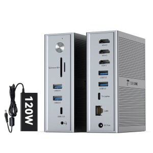토베논 디스플레이링크 도킹 스테이션 3 모니터 M1-M5 맥북 / 맥 미니 윈도우 크롬용 14-in-1 트리플 도크(3HDMI 120W 전원 공급 장치 USB 5개 홈 오피스 프로페셔널 워크스페이스)