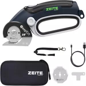 ZEITE 딥컷 3/8인치 전기 골판지 커터 LED 조명이 있는 무선 가위 보관함 두꺼운 패브릭 카펫 가죽을 위한