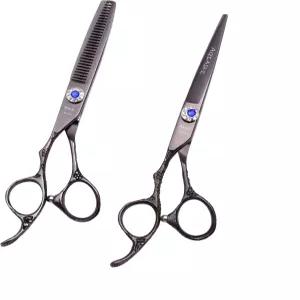 AQIABI 헤어 커팅 가위 및 얇아진 6인치 왼손잡이 일본산 440C 슈퍼 샤프 이발기 전문 미용사 또는