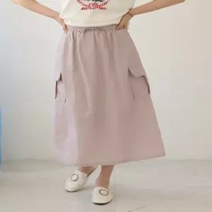 [웬디즈갤러리]데이 바스락 카고 스커트 여름 뒷트임 허리밴딩 VSK104
