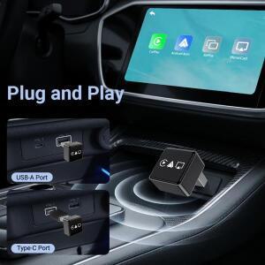 미니 4in1 CarPlay  Android Auto 동글 무선 미러캐스트 어댑터 플러그앤플레이 범용 자동차 멀티미디어 박