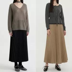 [센트럴몰]A라인 주름 밴딩 롱 스커트