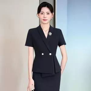 여자투피스 여름 반팔 오피스룩 레트로 미니멀 캐주얼 모던 페미닌 트렌디 자켓 + 스커트 or 팬츠 정장세트