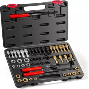 YISINIUTUO 49PCS 스레드 체이서 세트 수리 키트 메트릭 SAE 볼트 복원기 파일 너트 Rethreader 자동차 휠