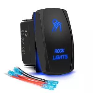 록 라이트 로커 스위치 5핀 켜기/끄기 블루 LED 20A/12V 10A/24V 토글 점퍼 와이어 포함 자동차 보트 해상