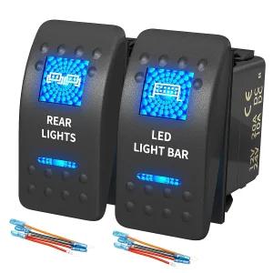 DaierTek LED 라이트 바 로커 스위치 및 리어 블루 12V/24V 20A/10A 5 핀 마린 오토 카 폴라리스 레인저