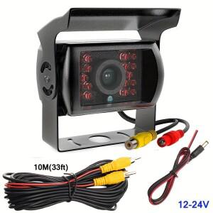 트럭 후방 카메라 헤비 듀티 18 LED IR 자동차 버스 트레일러 픽업 12V 24V + 393.7인치 RCA 케이블