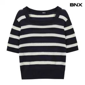 스퀘어넥 단가라 반팔 니트 (BX2KP029L0)
