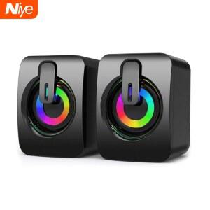 사운드바 스피커 컴퓨터 PC 박스 데스크탑 HIFI 마이크 컴퓨터용 사운드 조명 유선 스테레오 USB LED