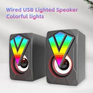 사운드바 스피커 컴퓨터 PC USB HIFI 데스크탑 조명으로 연결 박스 마이크 유선 LED 사운드 컴퓨터용 스테레오
