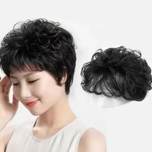 웨이브 새치 가발 인모 볼륨 정수리 부분 여성-WFO5XBH