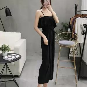 허리 가슴 라인 밴딩 포인트 여성 끈나시 점프 수트
