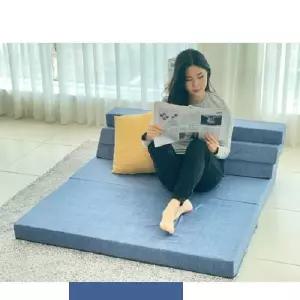 제이리빙 접이식 5단 매트리스 더블 블루