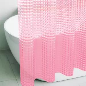 이지에 배스 블러셔 핑크 3D 크리스탈 플라스틱 샤워 커튼 라이너 72x72 인치 얇은 경량 욕실 쇼룸 내부
