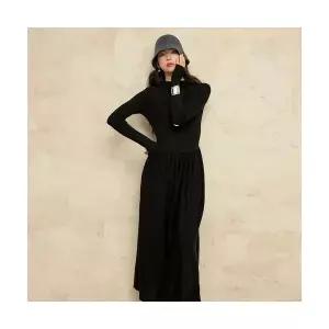 여성원피스 가벼운 시크 반폴라 울 원피스 가을 슬림 주름 이너 니트 롱 스커트 OOTD3