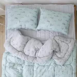 자취생이불 스퀘어 이불패드세트 SS 민트 양면 사계절 침구세트