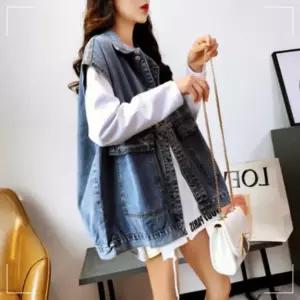 청조끼 여성 캐주얼 데님 청쪼끼 데일리룩 워싱 심플 YW9AFC9C