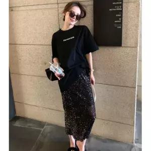 여자 데일리 H라인 스커트 별빛 반짝이 블랙 봄여름 슬림핏 SPO마켓2
