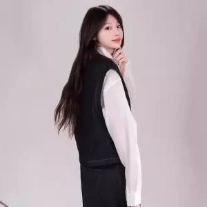 여친 데님 캐주얼 라운드 톱 조끼 민소매 CH1