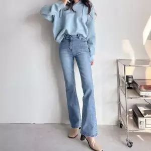 [클리어런스]속밴딩 코튼 편한 큰사이즈 워싱 나팔 청바지_5