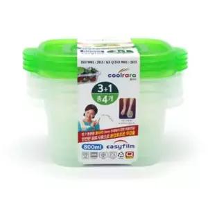 용기 4p 쿨라라 800ml 반찬통 냉장고 밀폐용기 직사각