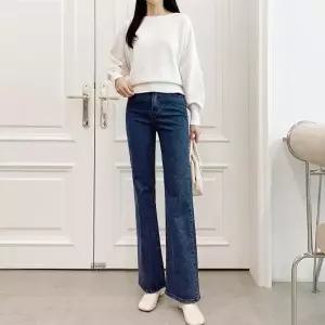 여자 가을청바지 슬림플레어 부츠컷 스판 라지 팬츠_5